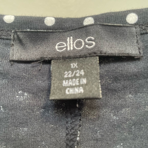 Ellos Plus Size Polka Dot Dress 22/24 Black Scoop Neck Stretch Short Sleeve - Picture 7 of 7